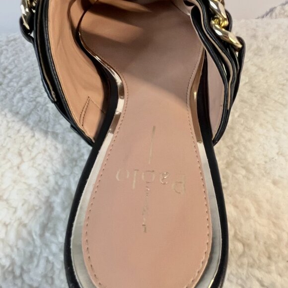 Linea Paolo Aurel Mules | Black Pointed Toe Flats w/ Double Chain | Size 8.5 - Picture 12 of 16
